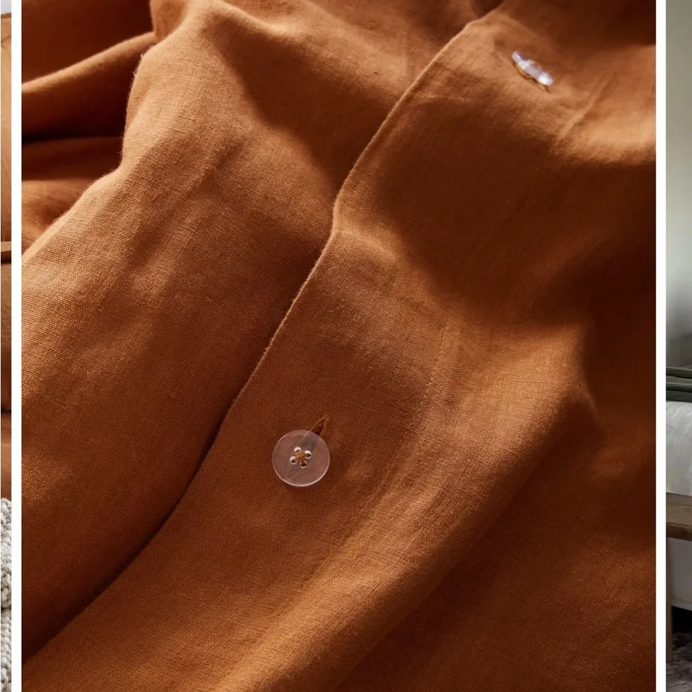 Quince European Linen Duvet Cover Set - Rust Orange